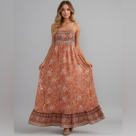 Boho Floral Ruffle Hem Cami Dress* - Picture 5 of 11